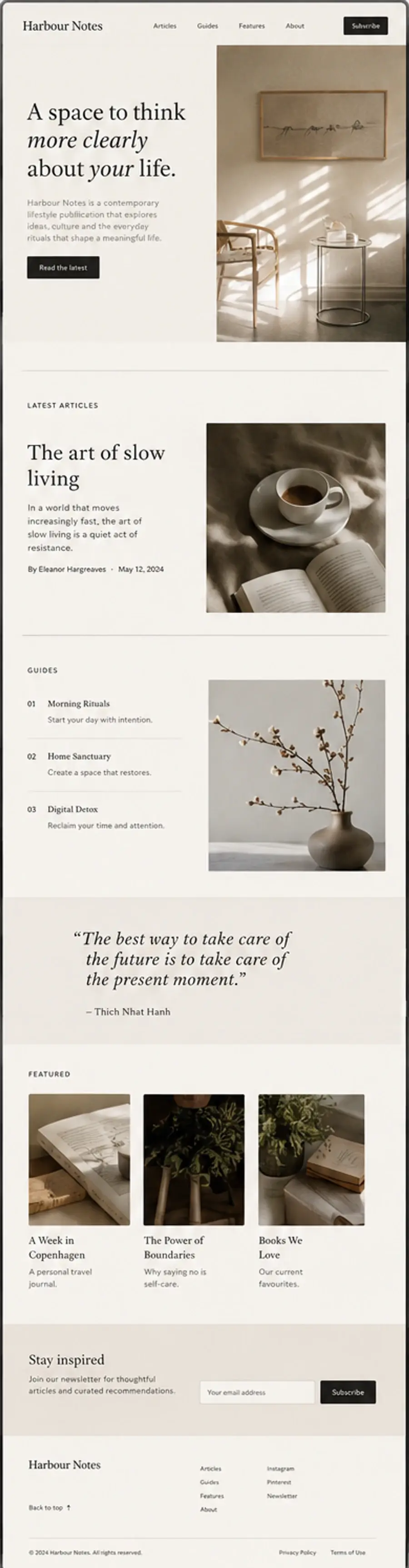 Complete Harbour Notes publication homepage with articles, guides, features and newsletter sections.